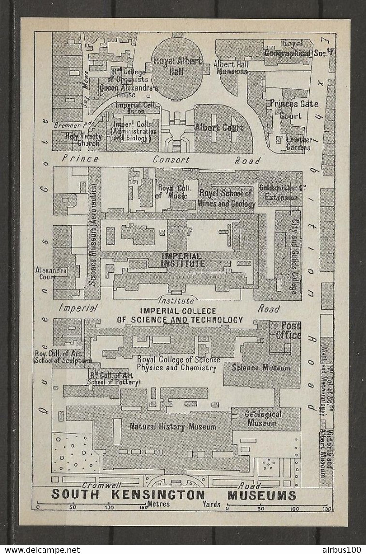 CARTE PLAN LONDRES MAP LONDON 1957 - SOUTH KENSINGTON MUSEUMS - Cartes Topographiques