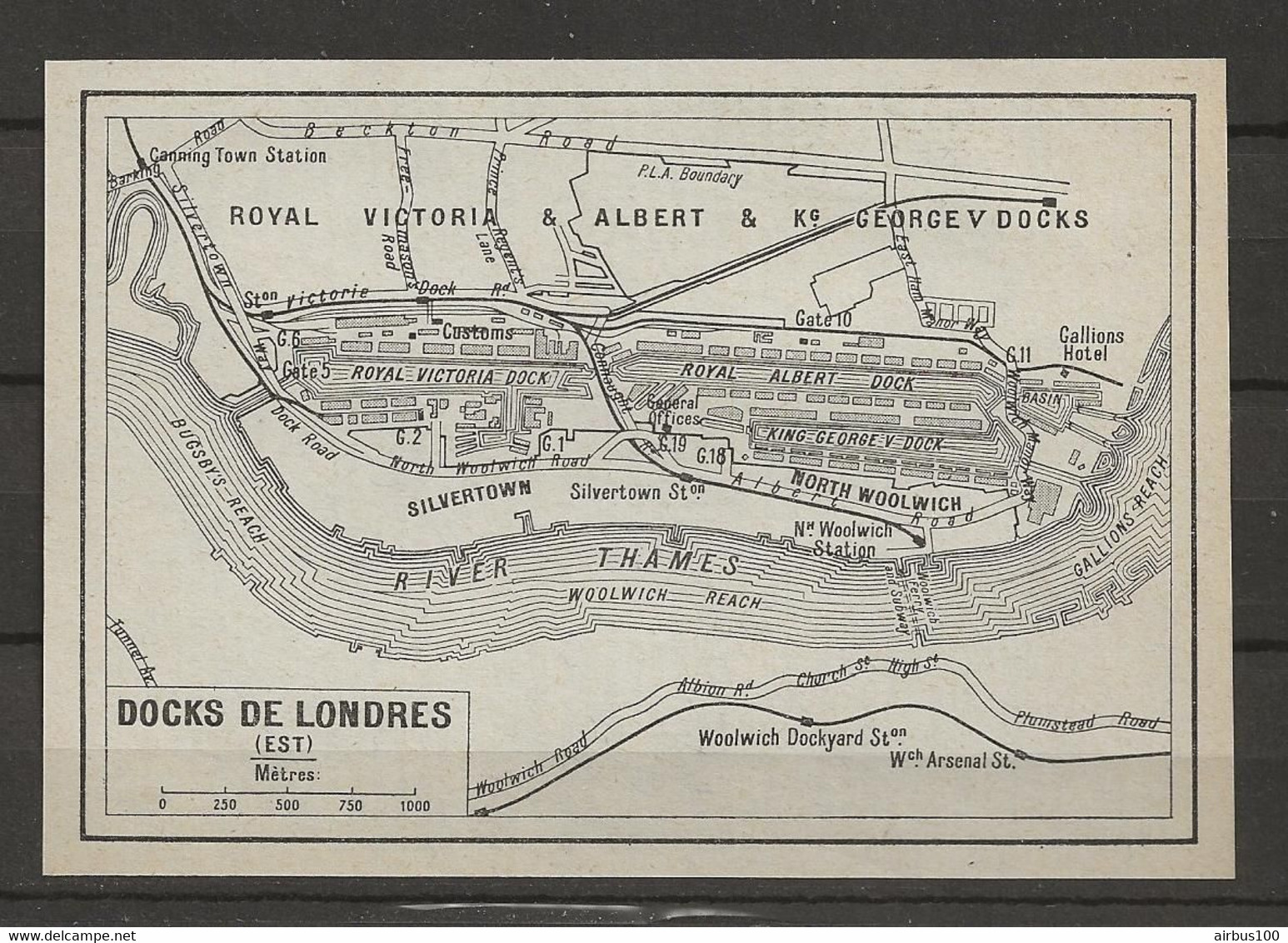 CARTE PLAN LONDRES MAP LONDON 1957 - EAST LONDON DOCKS - ROYAL VICTORIA & ALBERT KING GEORGE V DOCKS - Cartes Topographiques