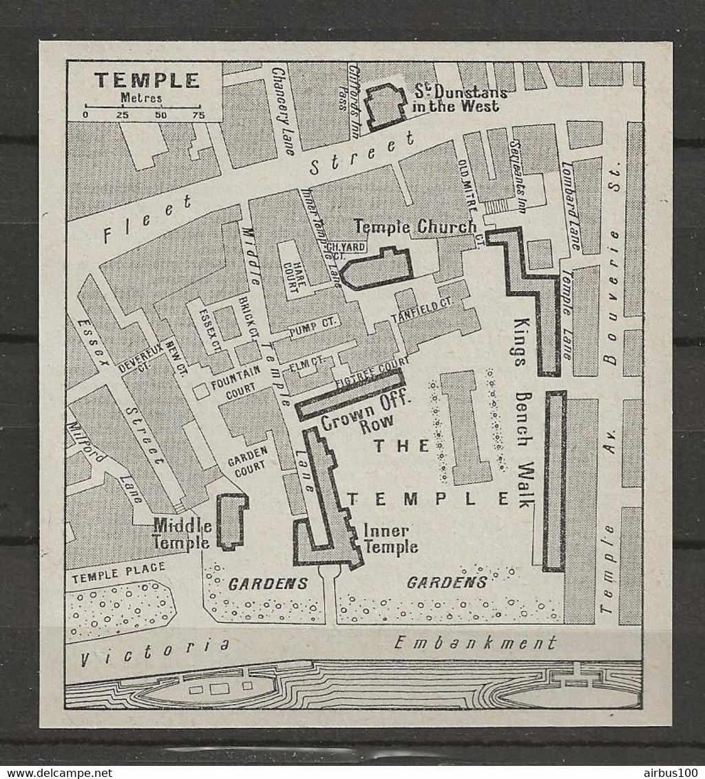 CARTE PLAN LONDRES MAP LONDON 1957 - THE TEMPLE - Cartes Topographiques