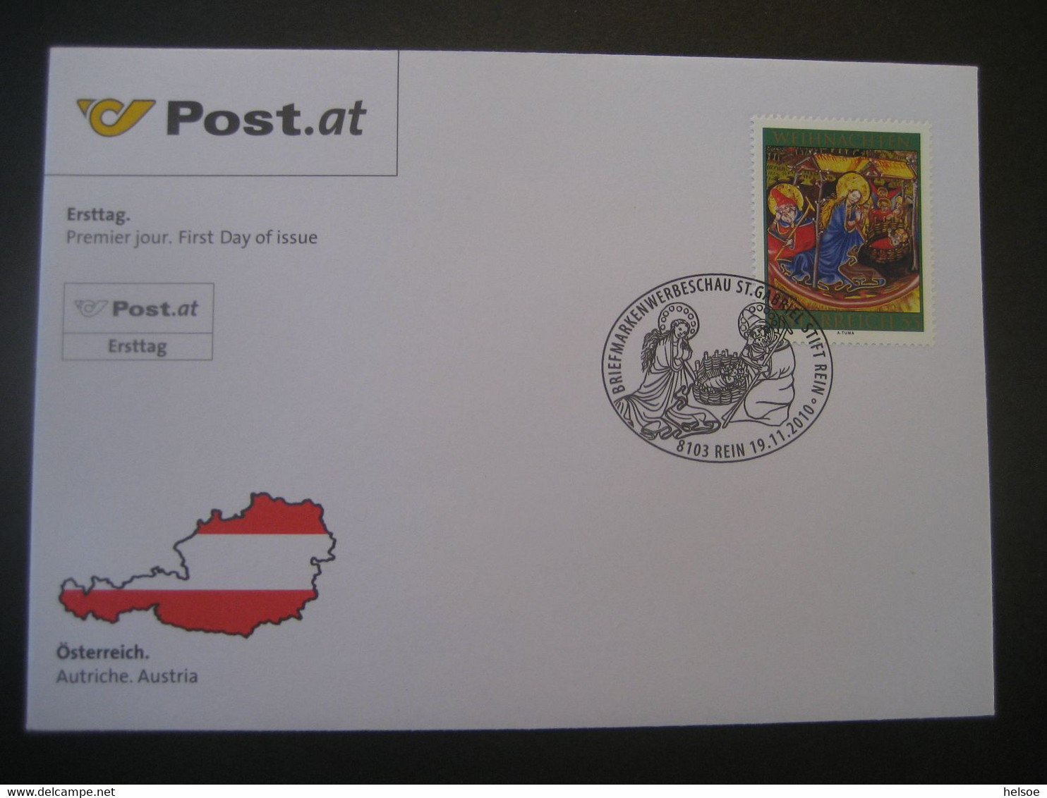 Osterreich- Advent Rein 19.11.2010, FDC Sonder-Beleg - Storia Postale