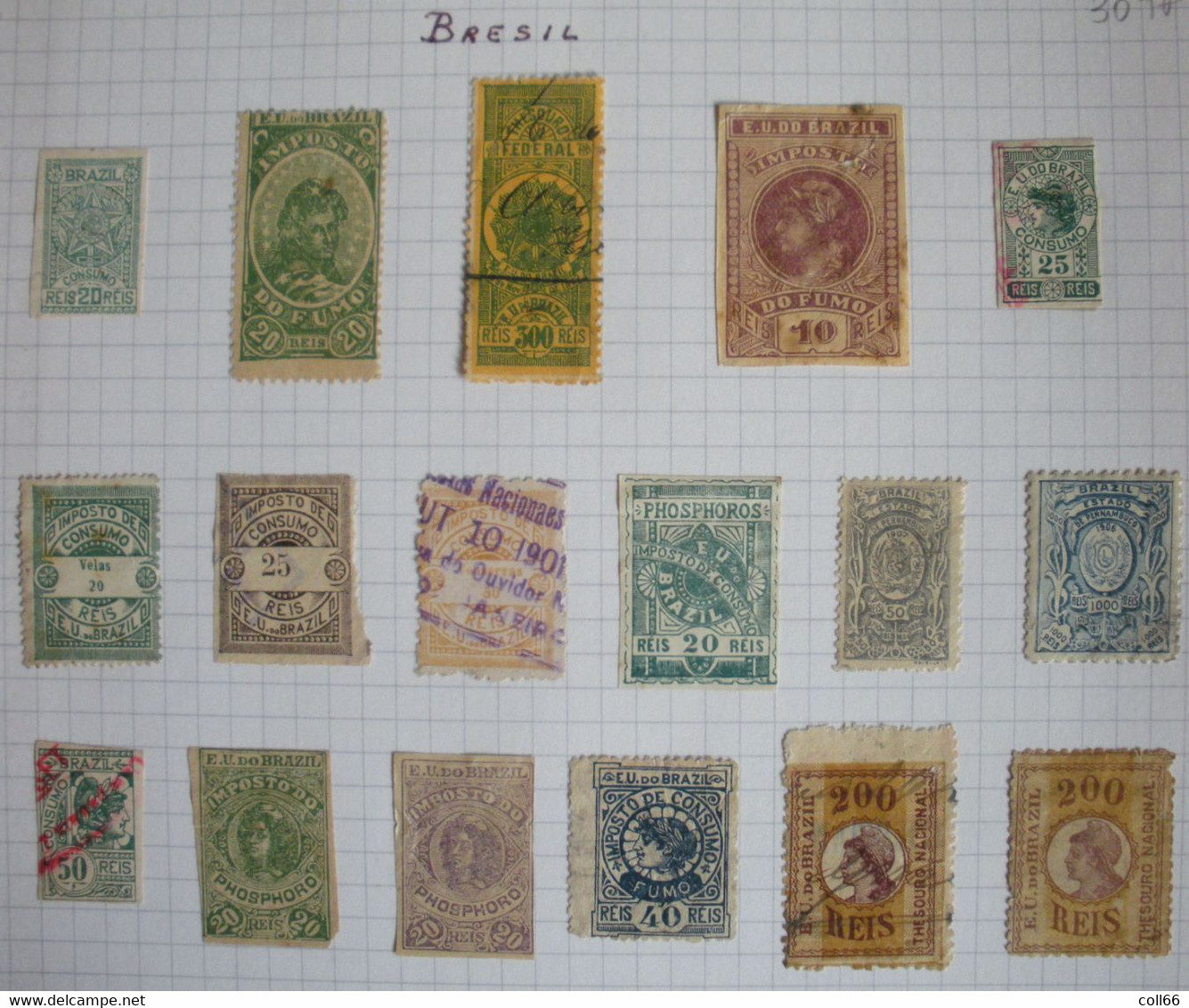 Brésil Brazil Collection De 30 Vieux Timbres Fiscaux Old Tax-Fiscal-Stamps Postage Included To The World - Verzamelingen & Reeksen