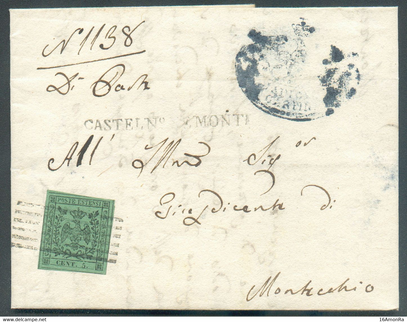 5 Cent. Very Good Margins, Canc.bars On Cover From Castelnovo Ne 'Monti (Emilie) To Montrechio.  Very Fresh  Very Nice - - Modène