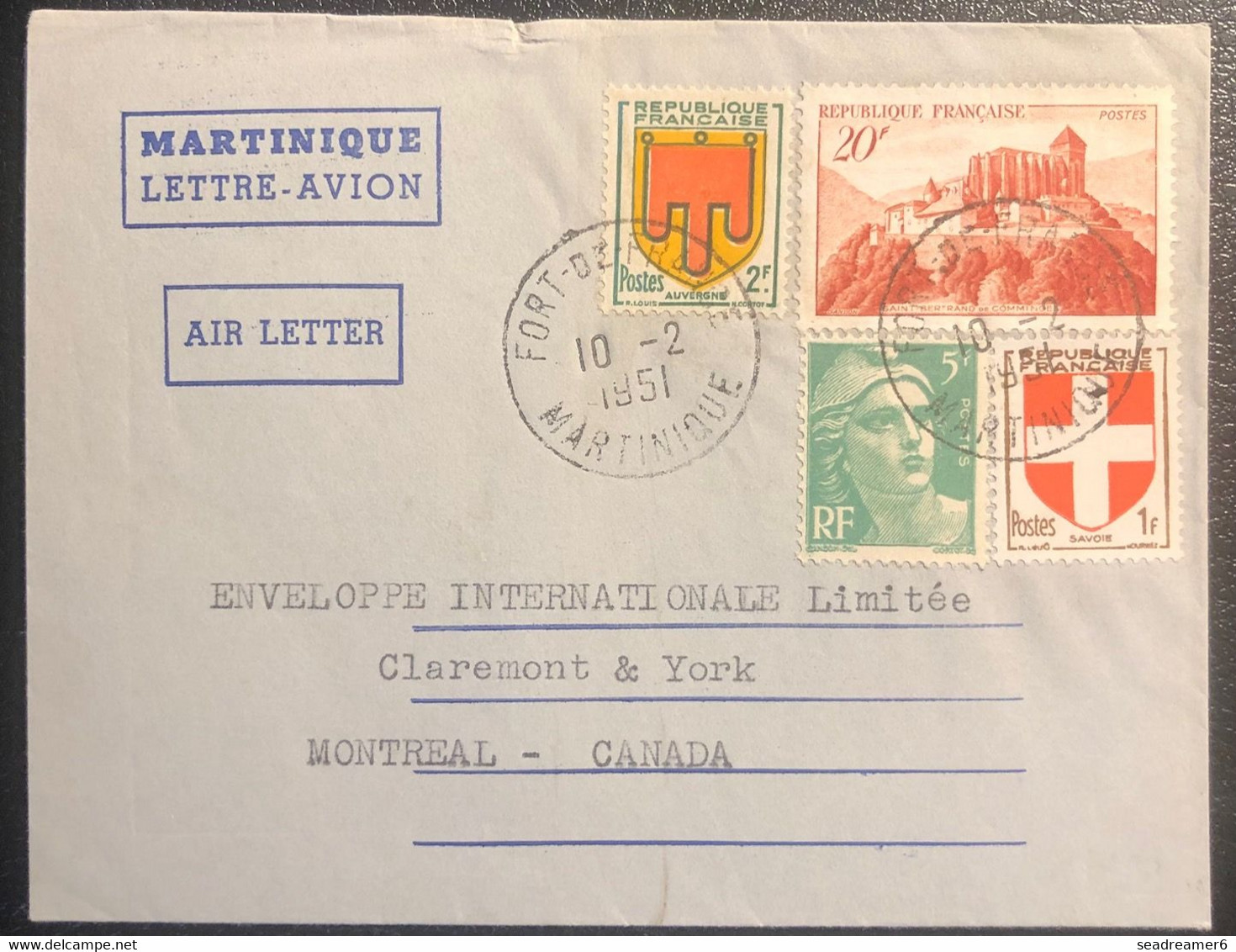 Martinique Lettre Avion Modèle Déposé "AIR Letter" (un Précurseur D'aerogramme) En 1951 Pour Le Canada Pas Courant & TTB - Storia Postale