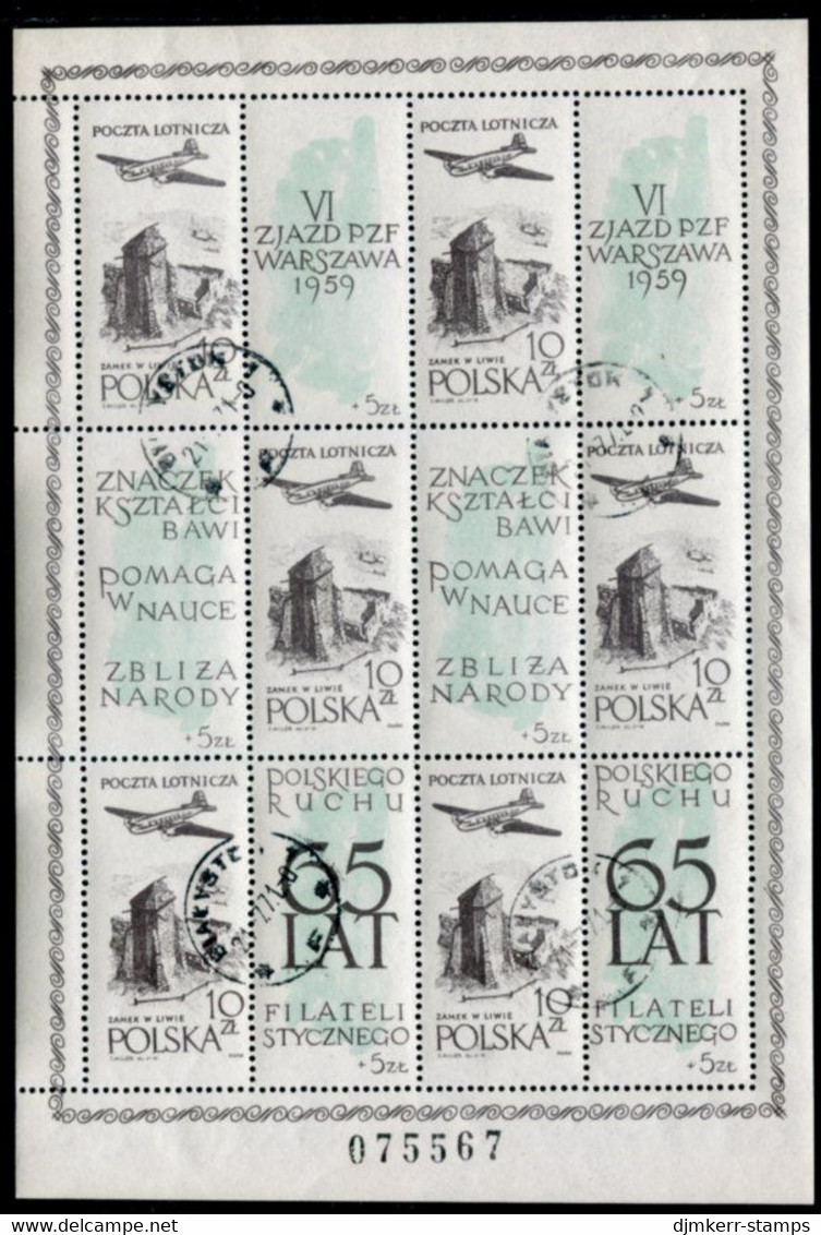 POLAND 1959 Anniversary Of Philatelic Movement Sheetlet Used.  Michel 1101 Kb I - Blocs & Feuillets