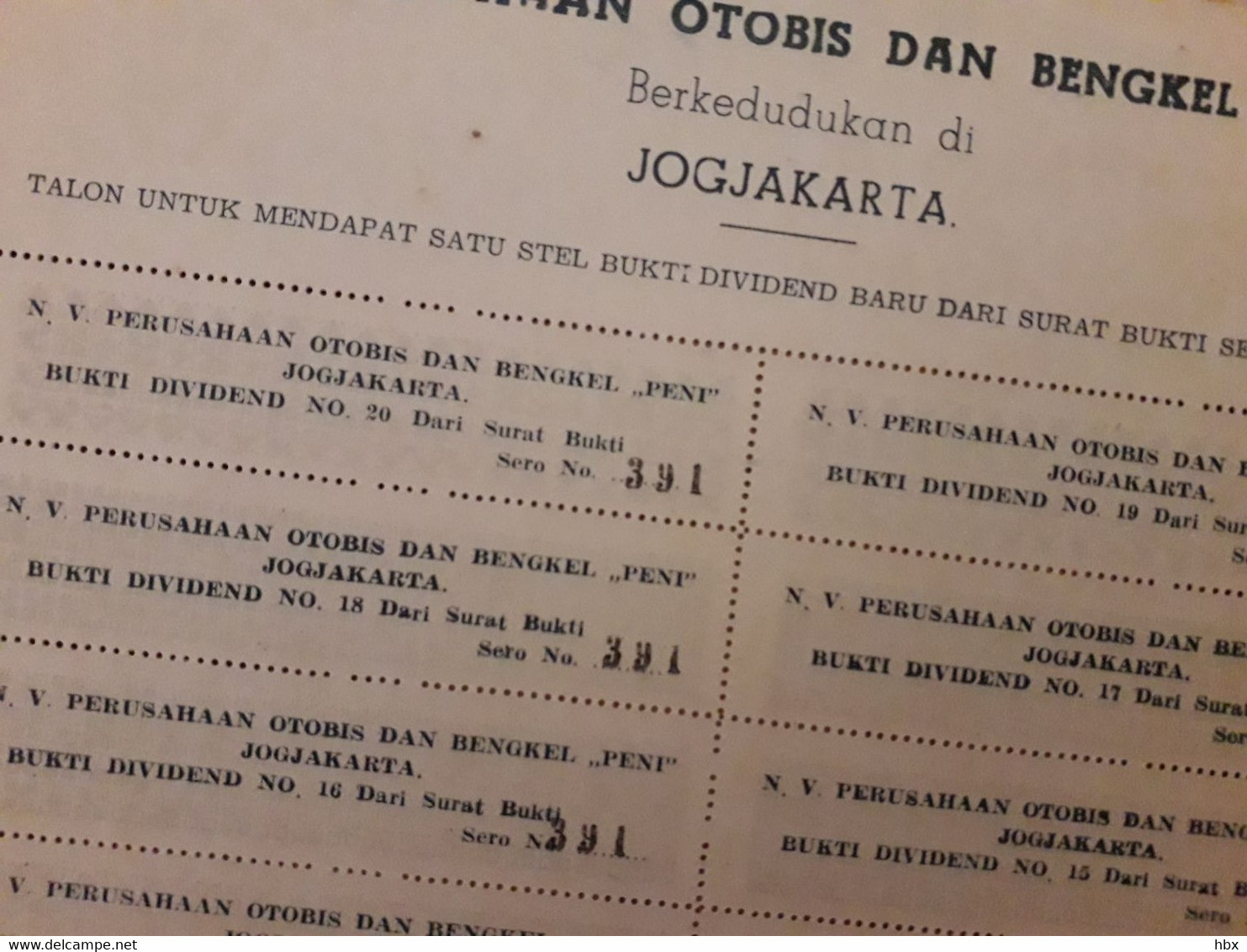 Indonesia: NV Perusahaan Otobis Dan Bengkel PENI - Jogjakarta - 1964 - Asia