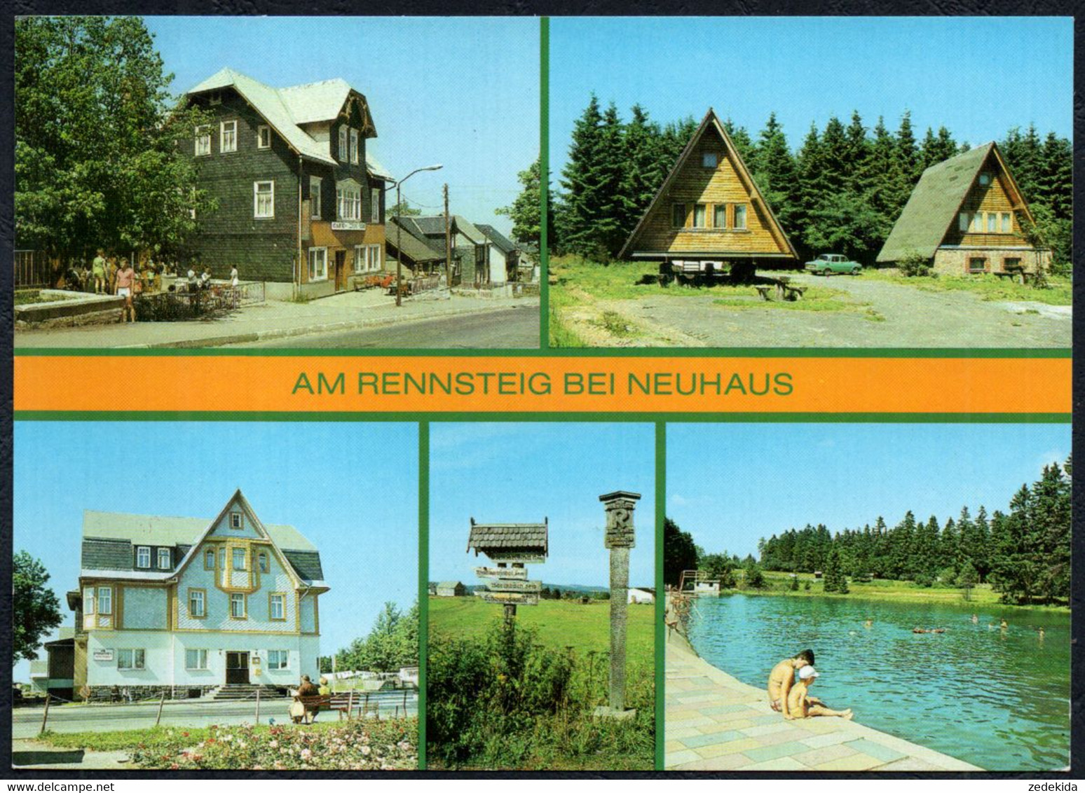 F5264 - TOP Neuhaus Am Rennsteig HO Gaststätte Cafe Oberland Hotel Hirsch Freibad - Bild Und Heimat Reichenbach - Neuhaus