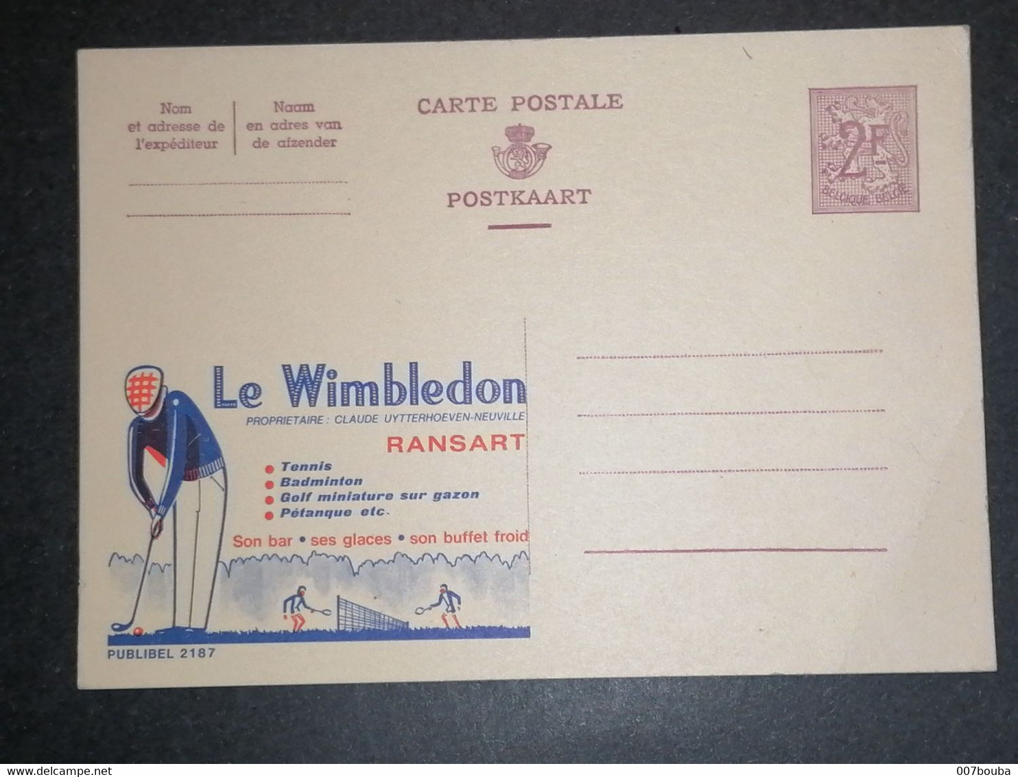 Publibel 2187  / Le Wimbledon Ransart / Non Voyagé / Léger Pli Coin Inférieur Droit - Publibels