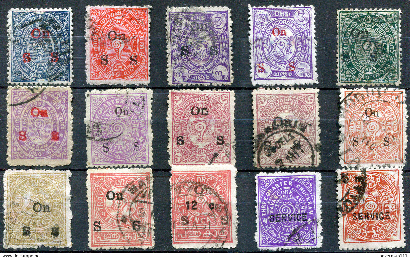 TRAVANCORE Official 1911-33 - Lot Of Stamps - Travancore