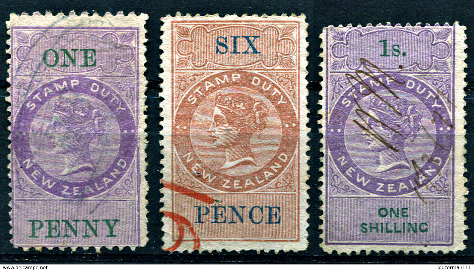 NZ 1871 - Three Duty Stamps - Fiscali-postali