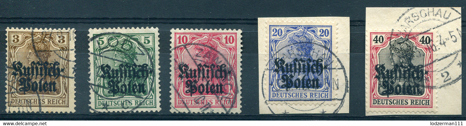 Russich Polen 1915 - Mi.1-5 Compl. Set Used (all VF) - Occupation 1914-18