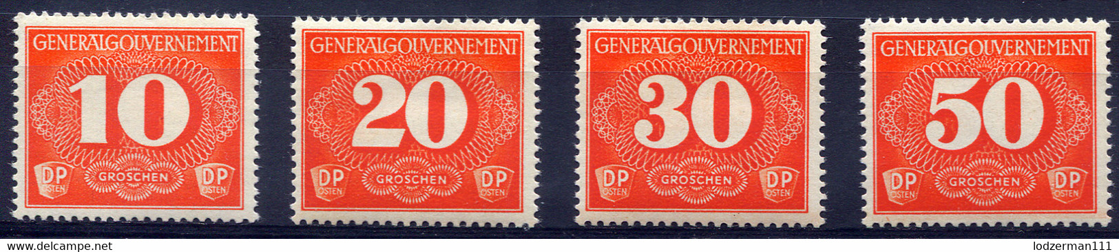 GG Zustellungsmarken 1940 - Mi.1-4 MNH (postfrisch) All VF (perfect) - General Government