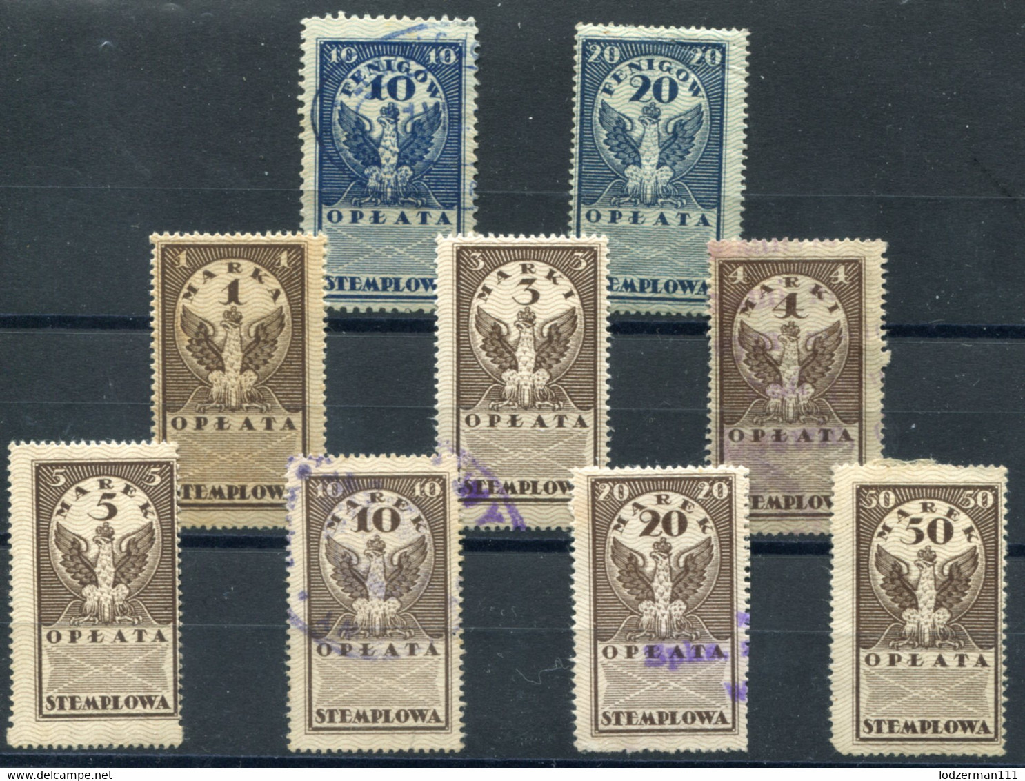1920 General Edition Perf. #12-13, 16-22 Mix - Steuermarken