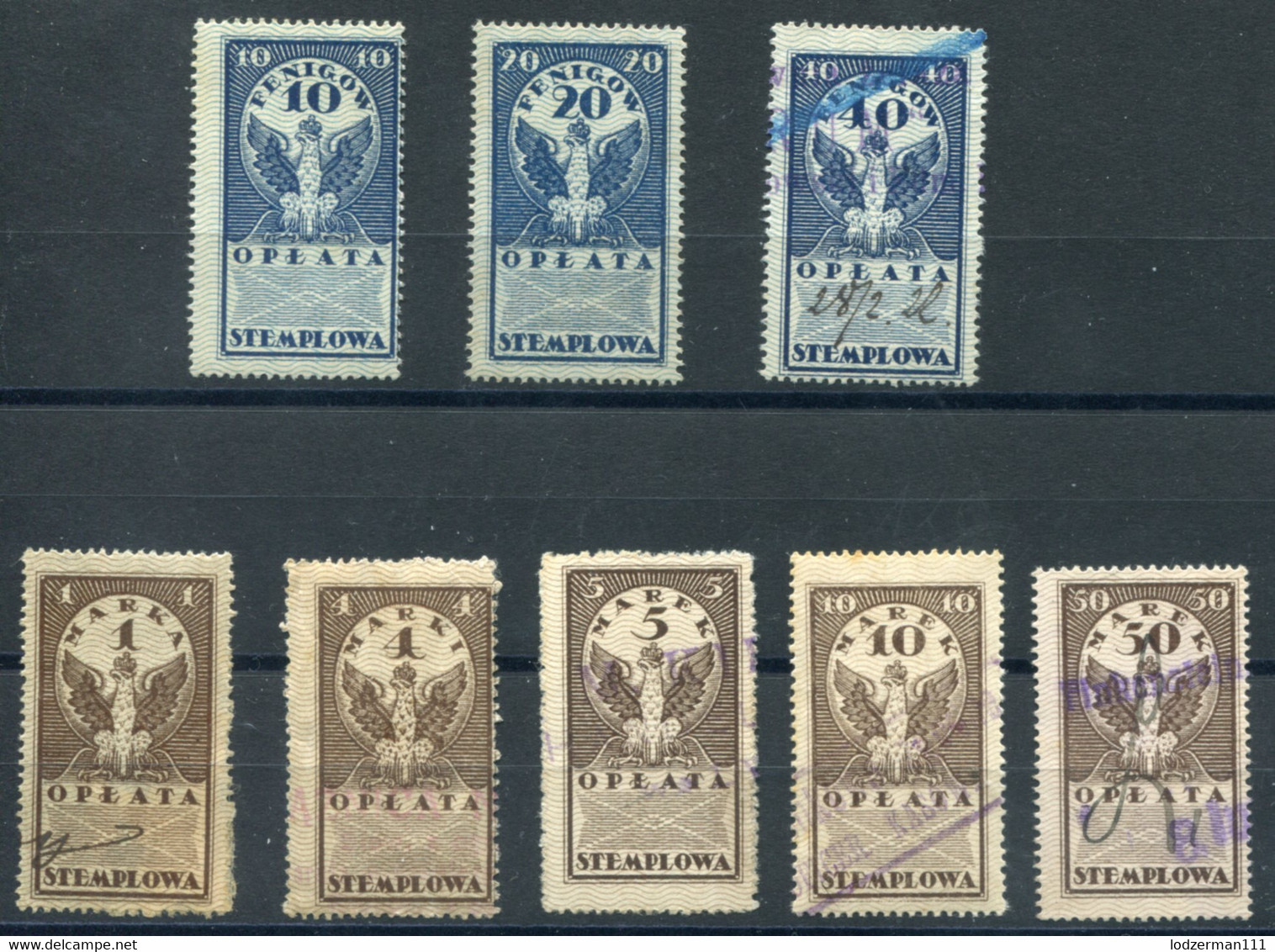 1920 General Edition Perf. #12-14, 16, 18-20, 22 Mix - Fiscaux