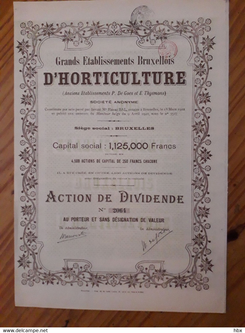 Grands Etablissements Bruxellois D'Horticulture (P. De Goes & E. Thijsmans) - Agriculture