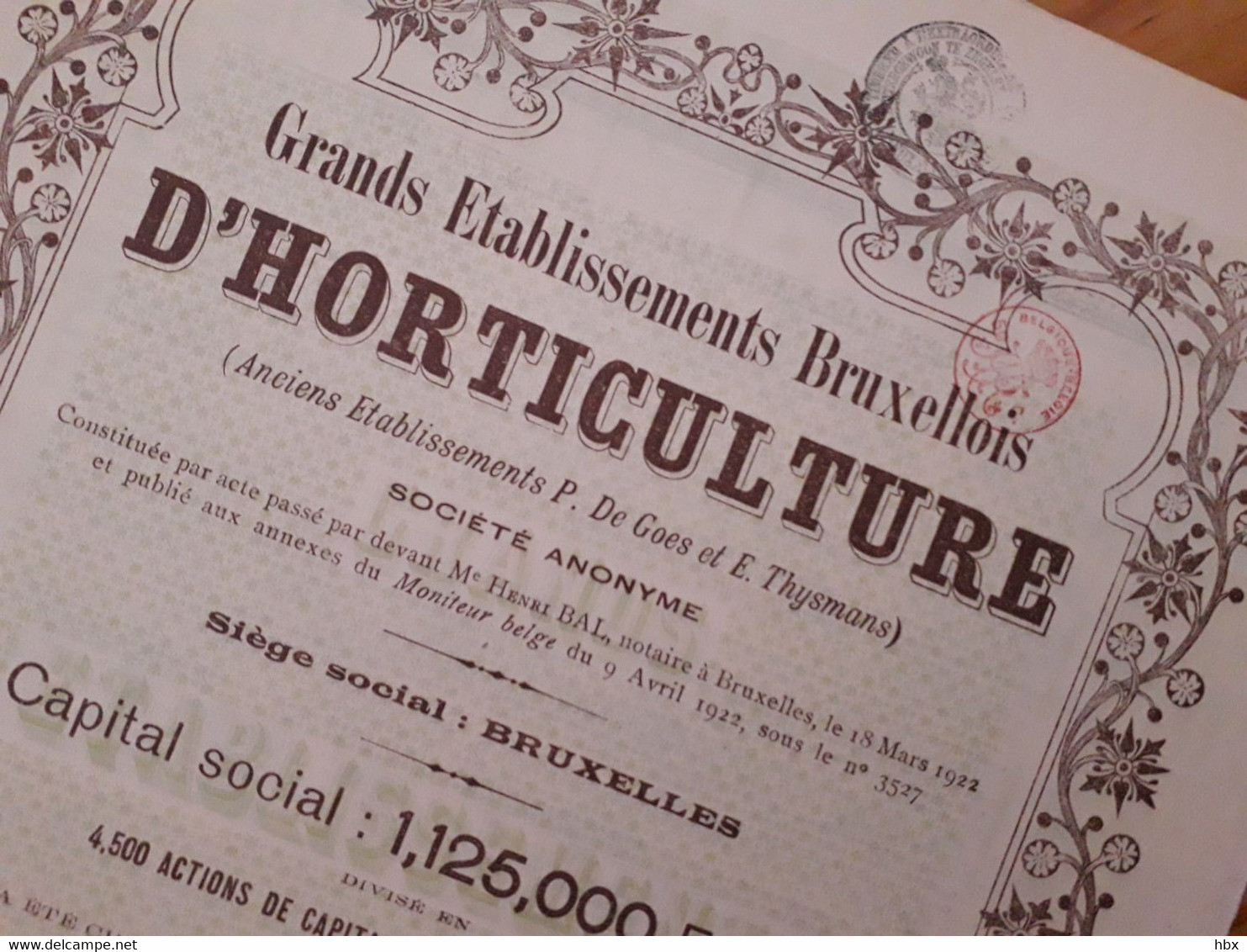 Grands Etablissements Bruxellois D'Horticulture (P. De Goes & E. Thijsmans) - Agriculture