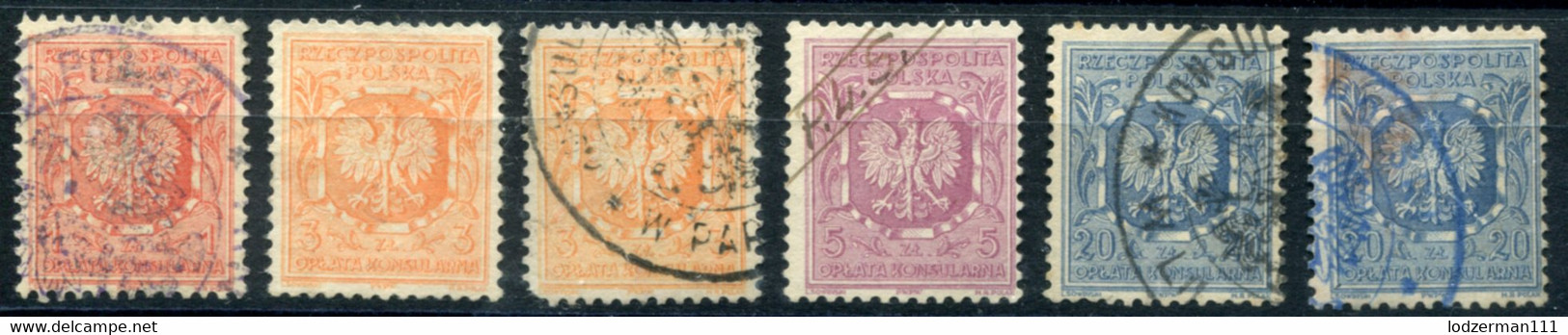 1937 Consular Fee - 6 Rare Stamps (mix) - Fiscale Zegels