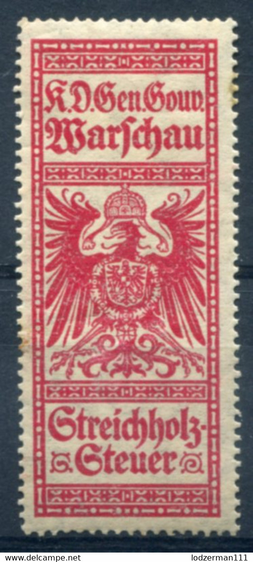 GG Warschau - Streichholz Steuer (mach Tax) Rare Revenue Stamp (MNH-MLH) - Fiscale Zegels