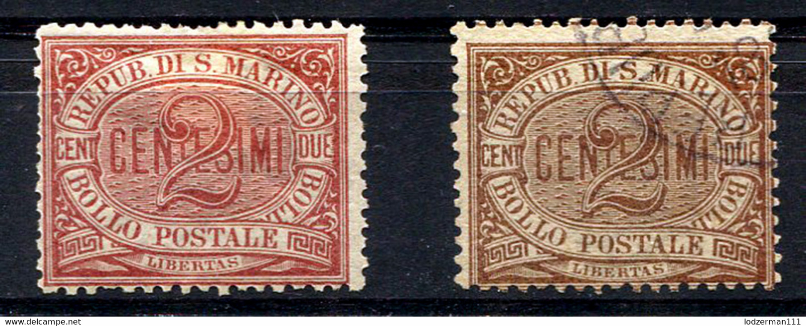 SAN MARINO 1894 - Yv.26 (Mi.26, Sc.3) Strongly Distinct Shades (MH-used) VF - Used Stamps