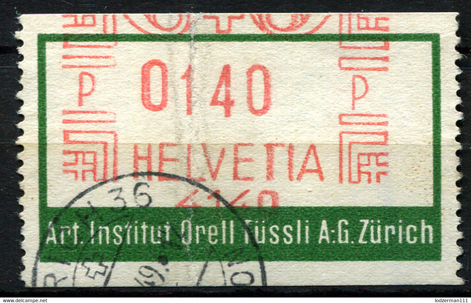 ZURICH 1949 Art. Institut Orell - Machine Meter Stamp - Frankeermachinen