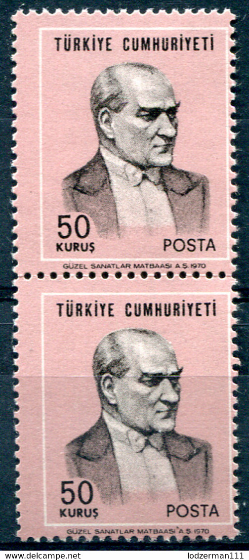 TURKEY 1971 Perf.13.75x13.25 - Mi.2170B Pair MNH (postfrisch) Perfect (VF) - Neufs