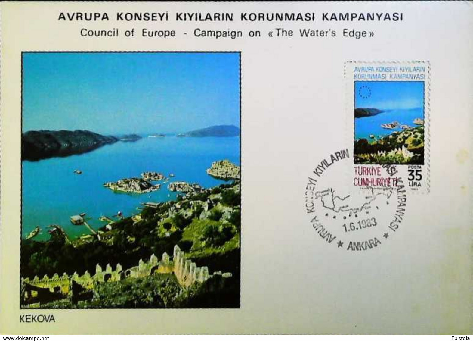 ► Carte Maximum Card 1983 - Turquie Ankara - Council Of Europe - Campaign On The Water Edge - Cartes-maximum