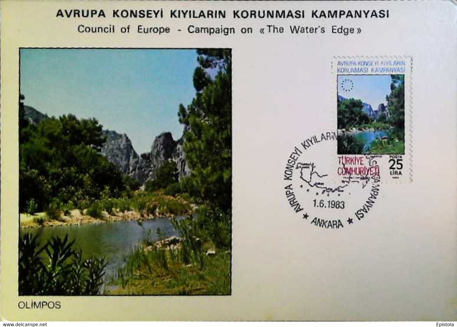 ► Carte Maximum Card 1983 - Turquie Ankara - Council Of Europe - Campaign On The Water Edge - Maximumkarten