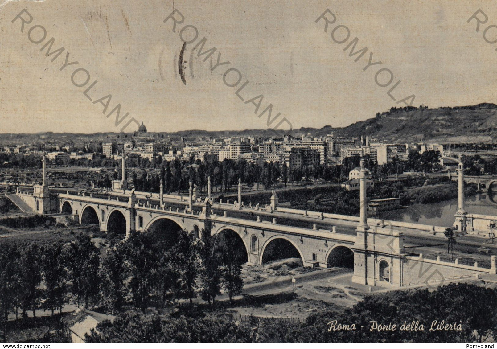 CARTOLINA  ROMA,LAZIO,PONTE DELLA LIBERTA,BELLA ITALIA,STORIA,MEMORIA,CULTURA,RELIGIONE,IMPERO ROMANO,VIAGGIATA 1957 - Ponts