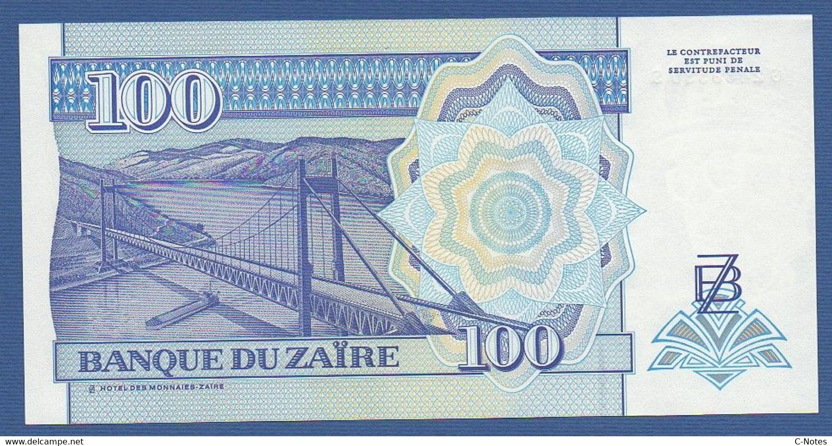 ZAIRE - P.60 – 100 Nouveaux Zaïres 1994 UNC, Serie G2439330S - Printer HdM, Zaire - Zaïre