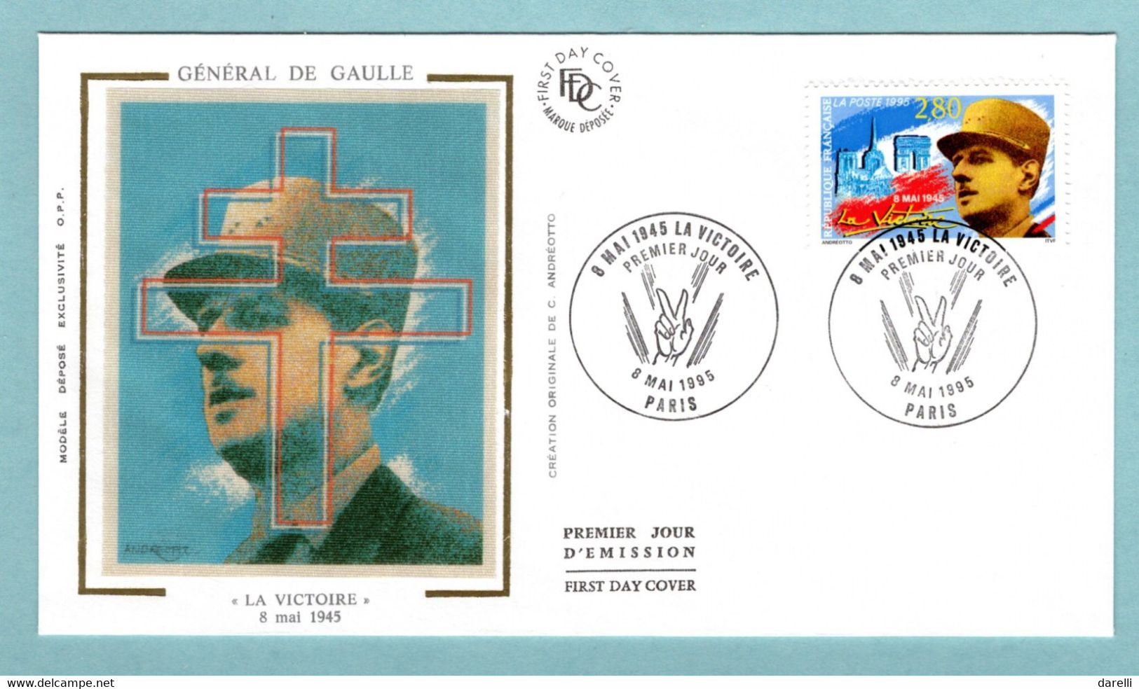 FDC France 1995 - Général De Gaulle - 8 Mai 1945 - La Victoire - YT 2944 - Paris - 1990-1999