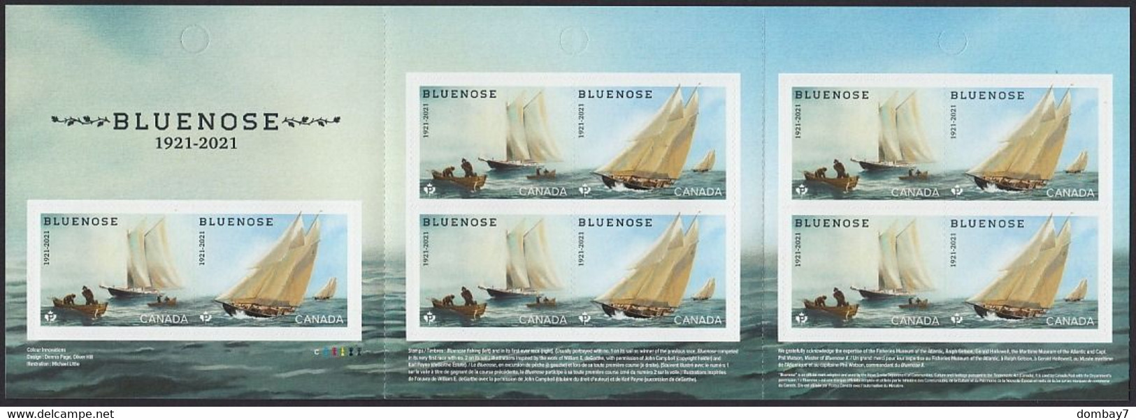 Qc. BLUENOSE SHIP /YACHT / BOAT - 100TH ANNIVERSARY = Booklet Of 10 Stamps Booklet MNH Canada 2021 - Ongebruikt