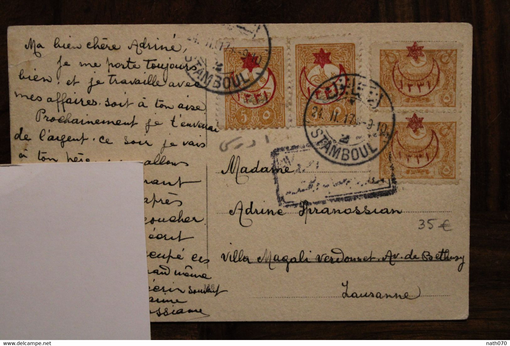 1917 Cpa AK Turkey Türkei LEVANT Empire Ottoman Türkiýe Lausanne Suisse Switzerland Schweiz Cover - Lettres & Documents