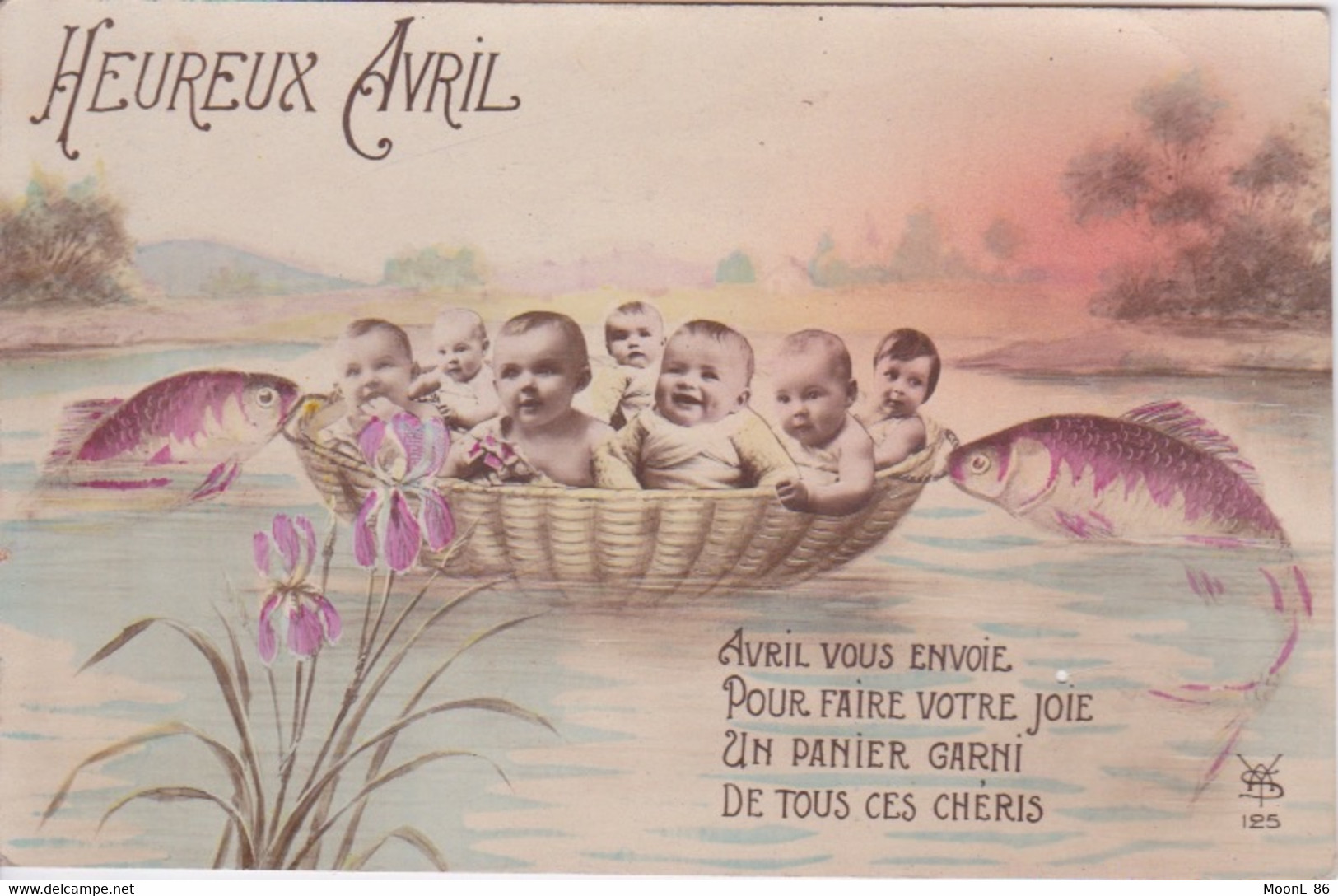 CARTE POSTALE  - 1 ER AVRIL - POISSON D'AVRIL - PANIER GARNI DE BEBES CHERIS - 1er Avril - Poisson D'avril