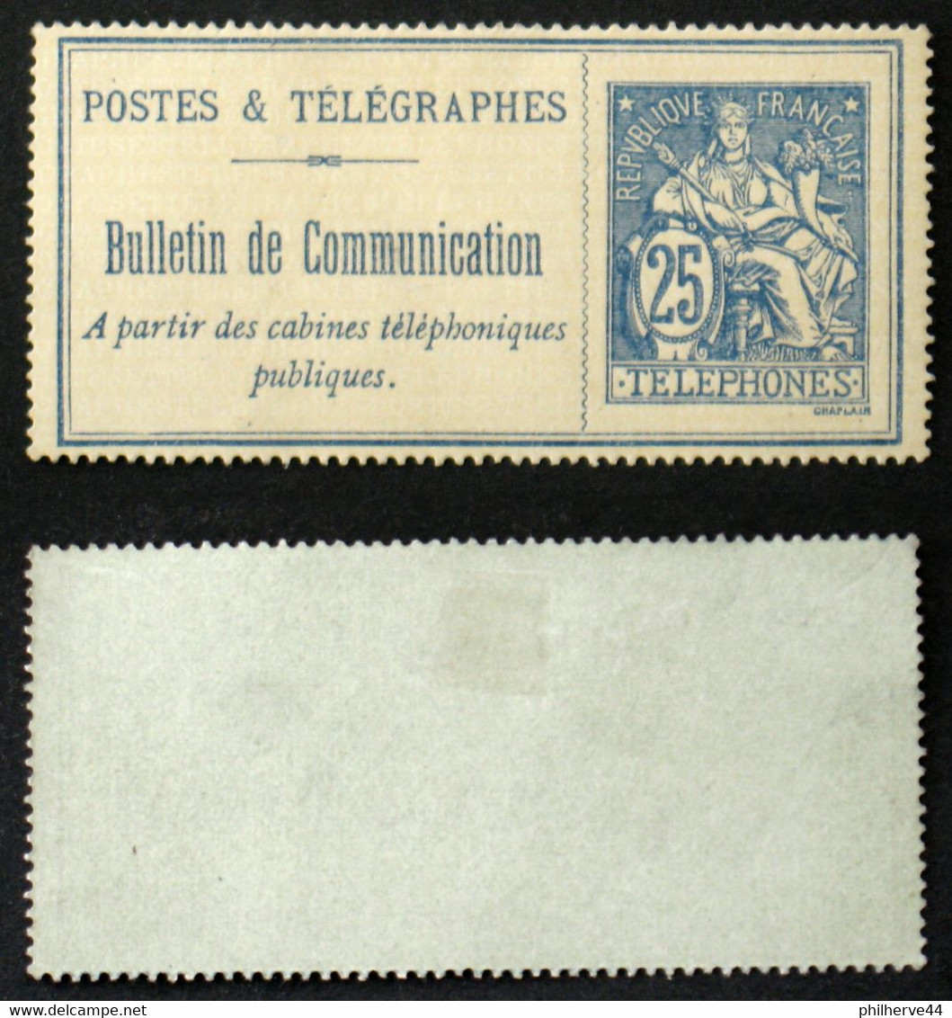 TELEPHONE N° 16 25c Bleu/chamois NEUF NSG TB Cote 100€ - Telegraph And Telephone