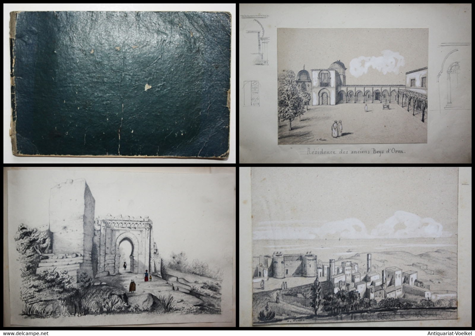 Album With 18 Original Drawings Of Views In Algeria. Made During The French Colonisation In The 1840's. - Zeldzaamheden