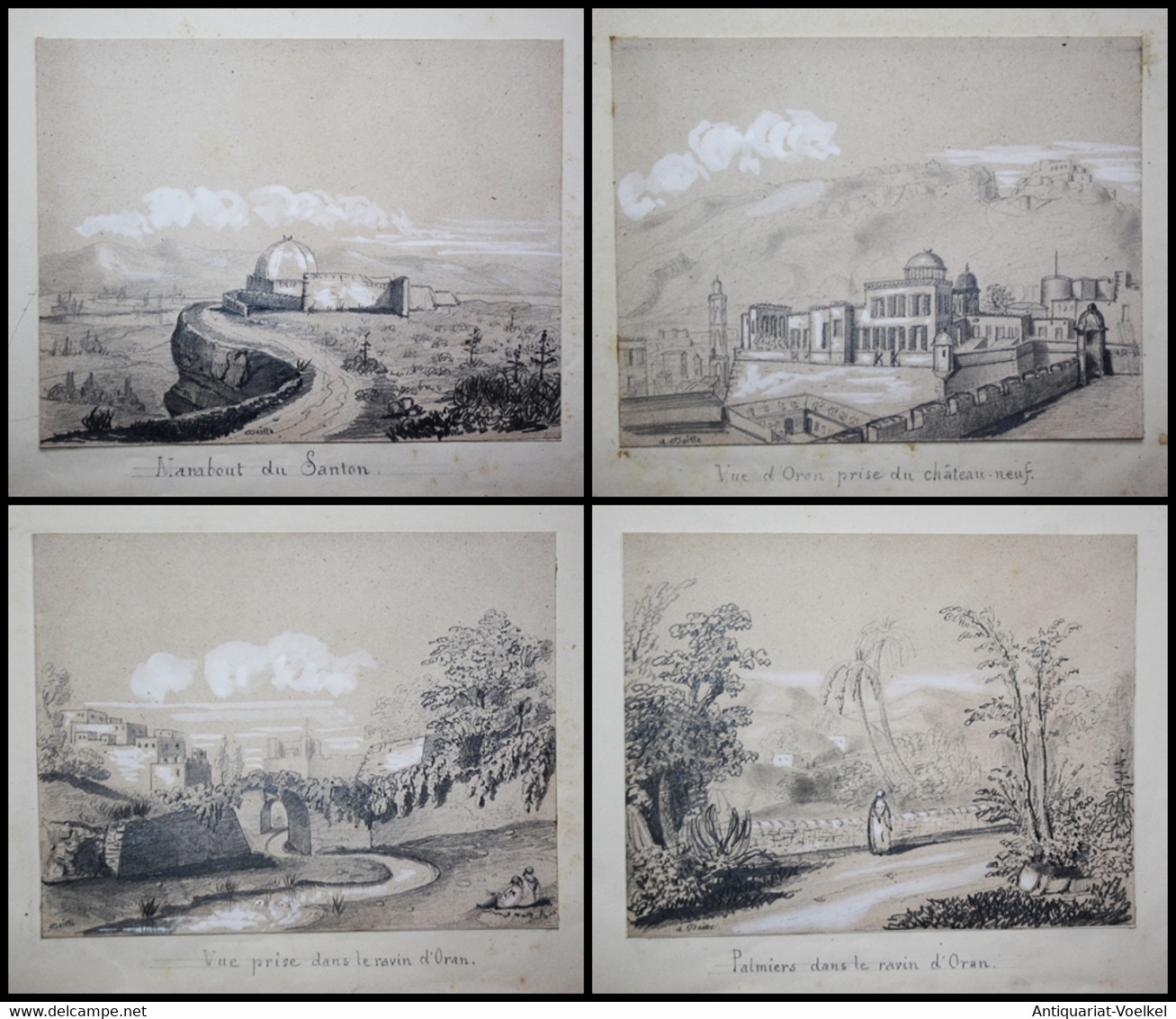 Album With 18 Original Drawings Of Views In Algeria. Made During The French Colonisation In The 1840's. - Raritäten