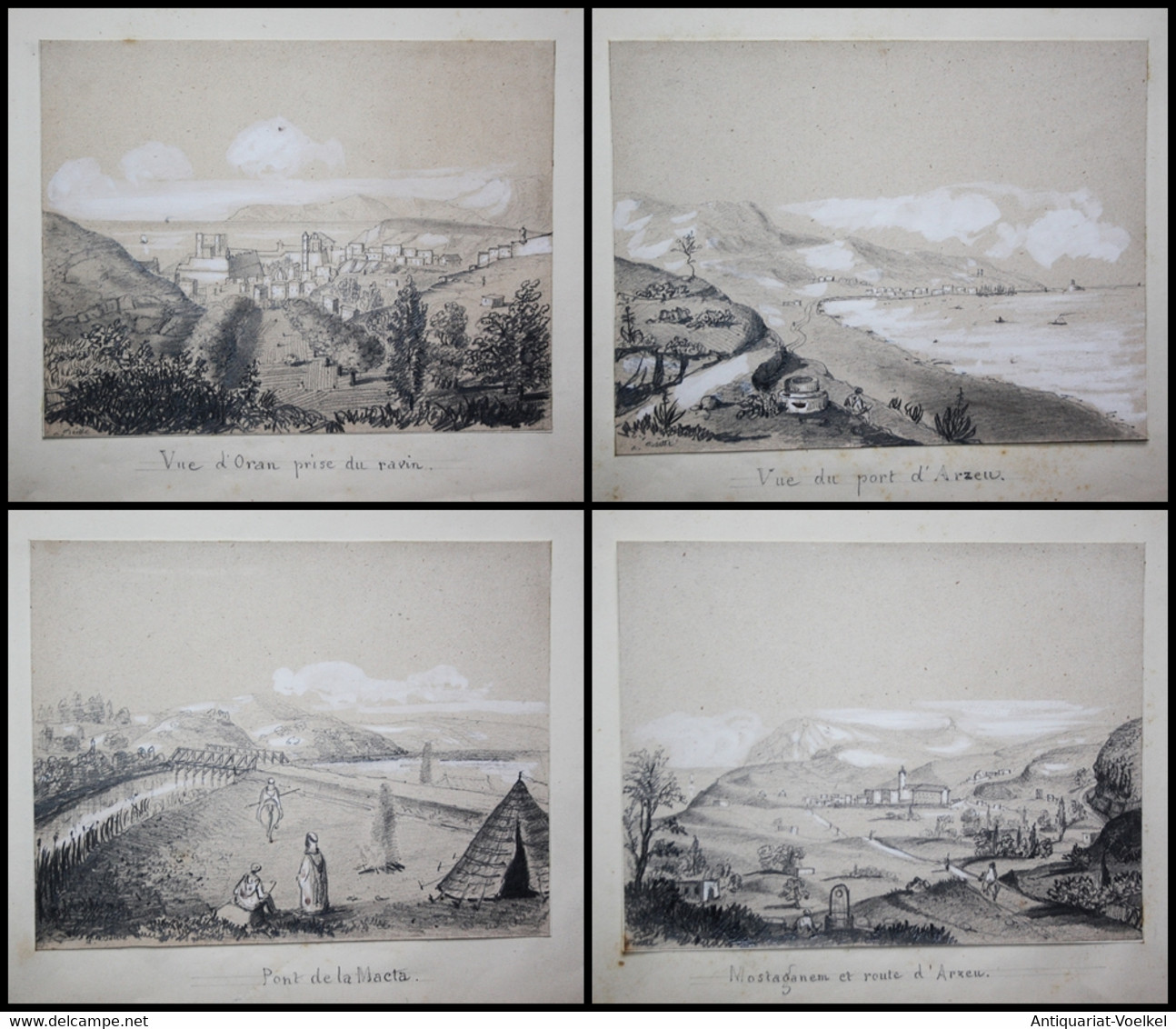 Album With 18 Original Drawings Of Views In Algeria. Made During The French Colonisation In The 1840's. - Raritäten