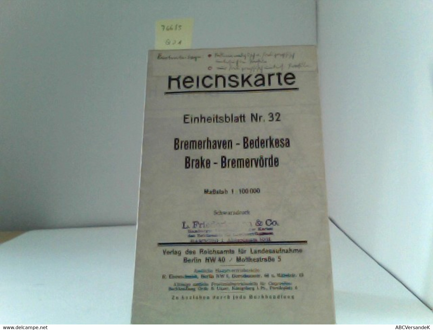 Einheitsblatt Nr.32 Bremerhaven- Bederkesa- Brake- Bremervörde. 1:100000. - Alemania Todos