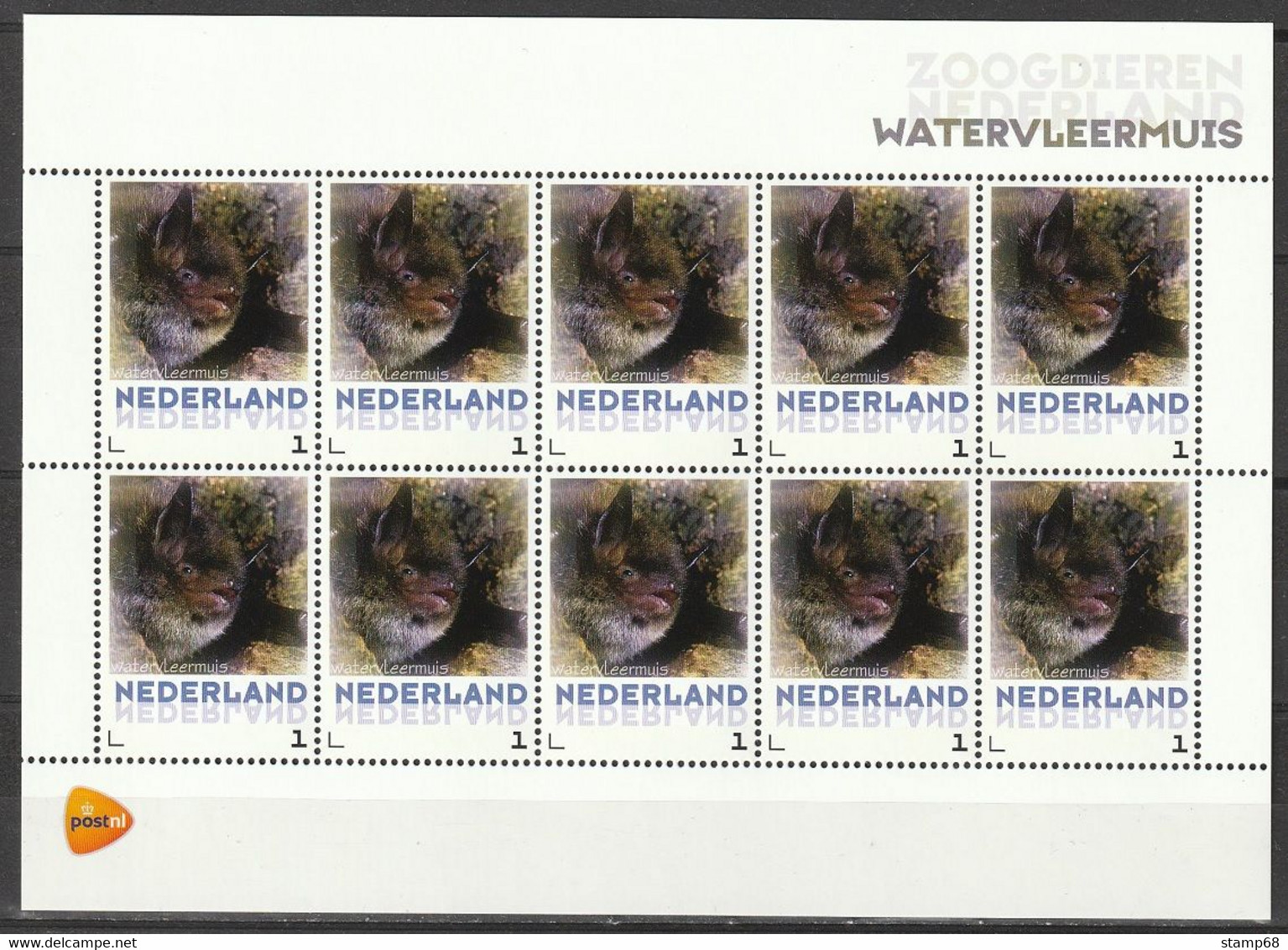 Nederland NVPH 3013Aa30 Vel Persoonlijke Zegels Zoogdieren In Nederland Watervleermuis 2013 MNH Postfris Fauna - Personnalized Stamps