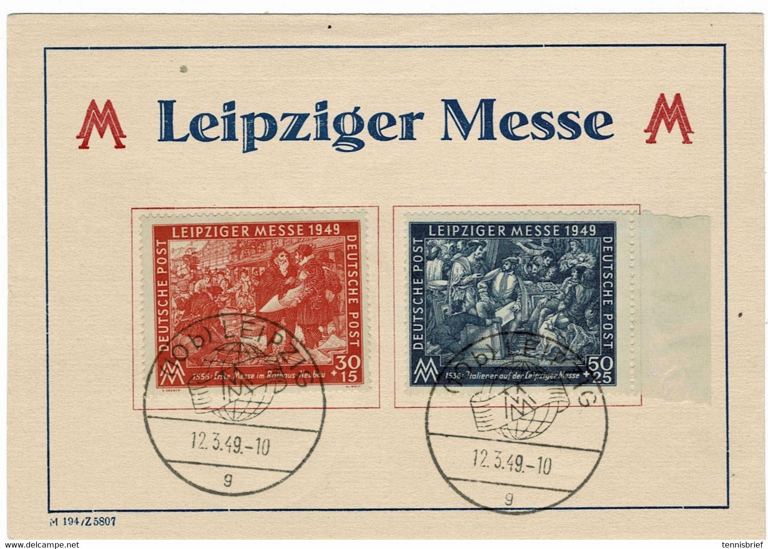 1949 (März) " Leipziger Messe " Gedenk-Karte,  A6363 - Covers & Documents