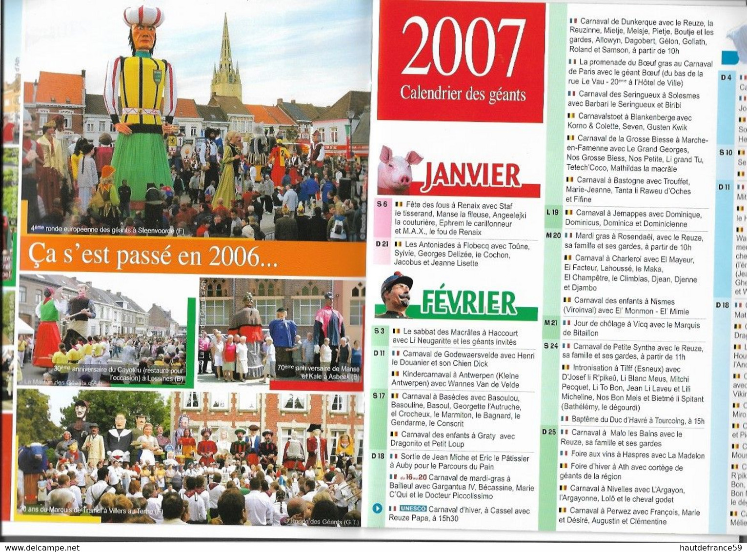 CALENDRIER DES GEANTS 2007 Fêtes Des Géants En France Et En Belgique - Grand Format : 2001-...