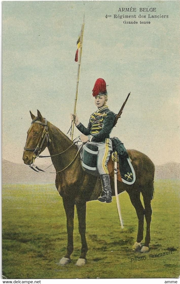 Armée Belge  - Belgisch Leger    *  4° Régiment Des Lanciers - Grande Tenue - Regimientos