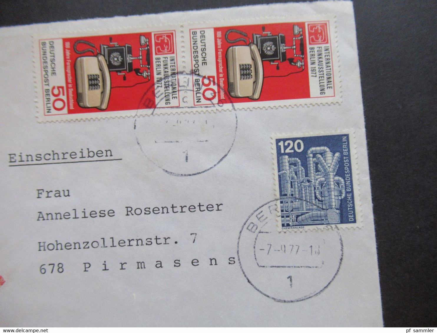 Berlin 1977 Freimarken Industrie U. Technik Nr.503 MiF Nr.549 (2) Einschreiben 1 Berlin 46 Fernbrief Nach Pirmasens - Covers & Documents