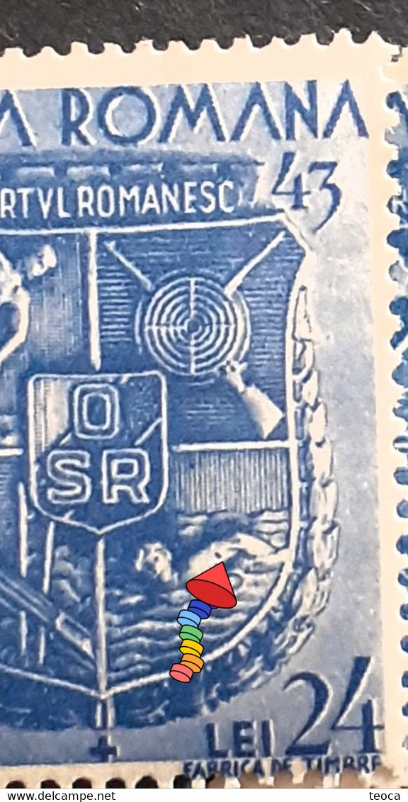 Errors Stamps  Romania 1944  #Mi 775 Printed With  A Point On The Swimmer Arm, Sports Day - Plaatfouten En Curiosa