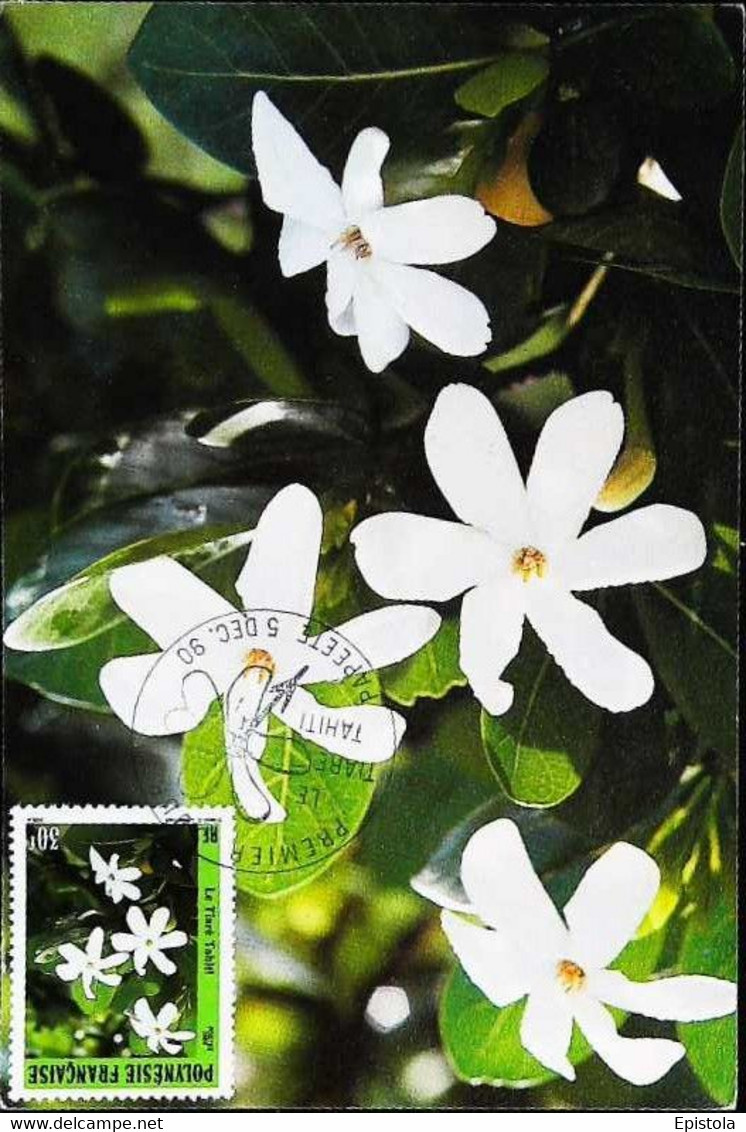 ► POLYNESIE FRANCAISE  Carte Maximum Papeete 1990 - Tiare De Tahiti  YT N° 372 - Cartoline Maximum