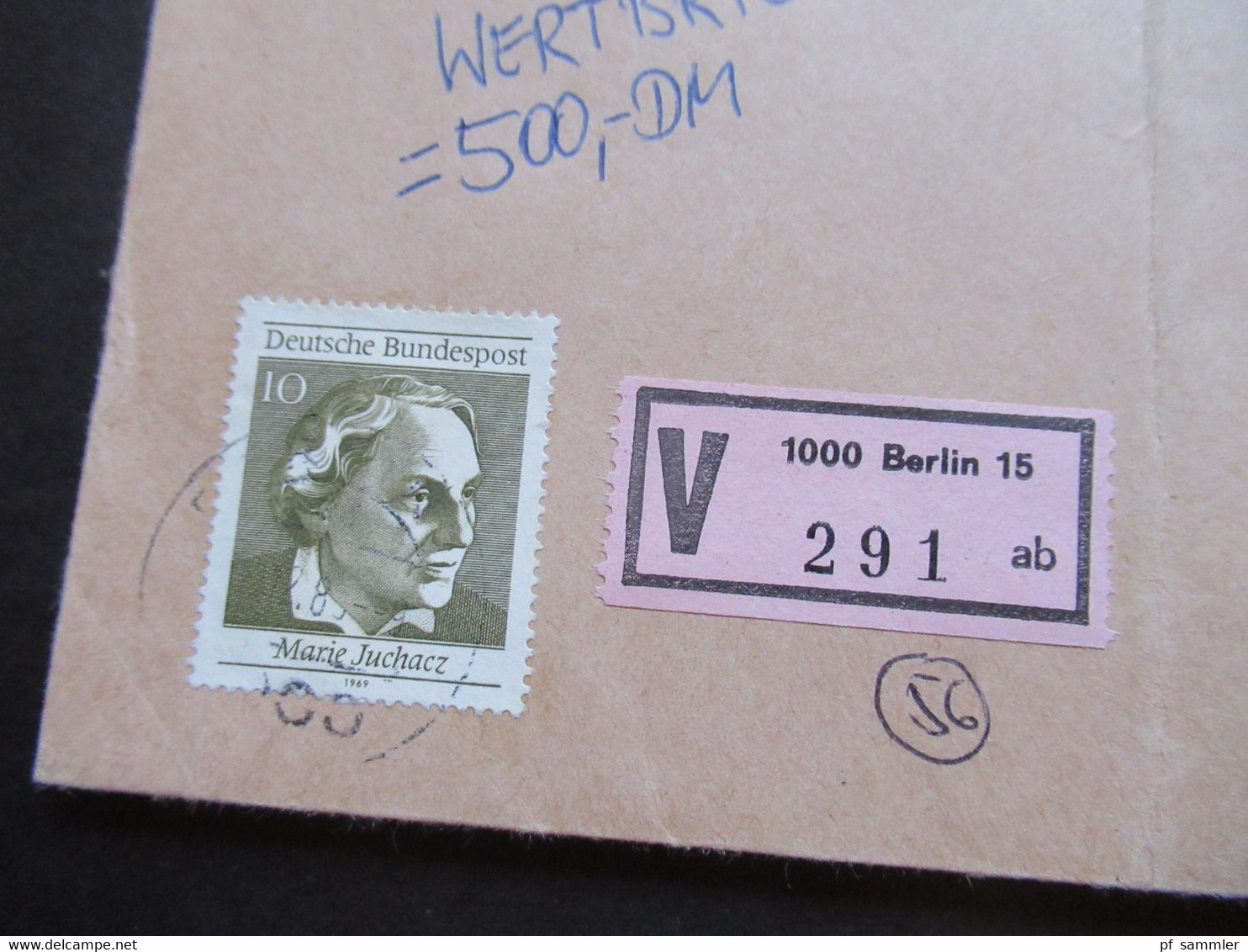 Berlin 1989 Frauen Nr.830 MiF Mit BRD Blockmarke Wertbrief über 500 DM V-Zettel 1000 Berlin 15 - Storia Postale