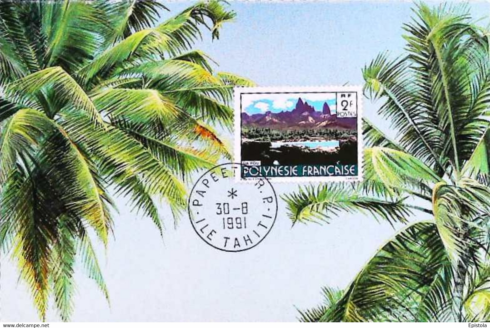 ► POLYNESIE FRANCAISE  Carte Maximum Papeete 1991 Ile De Tahiti   - 2 F Ua Fou - Cartoline Maximum