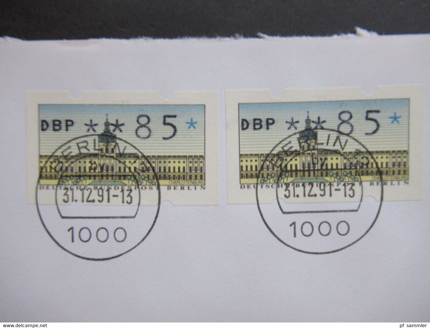 Berlin Tagesstempel Berlin 12 Vom 31.12.1991 ATM Nr.1 MeF 2x Wert 85 Vom Letzttag Auslandsbrief Nach Frankreich - Briefe U. Dokumente