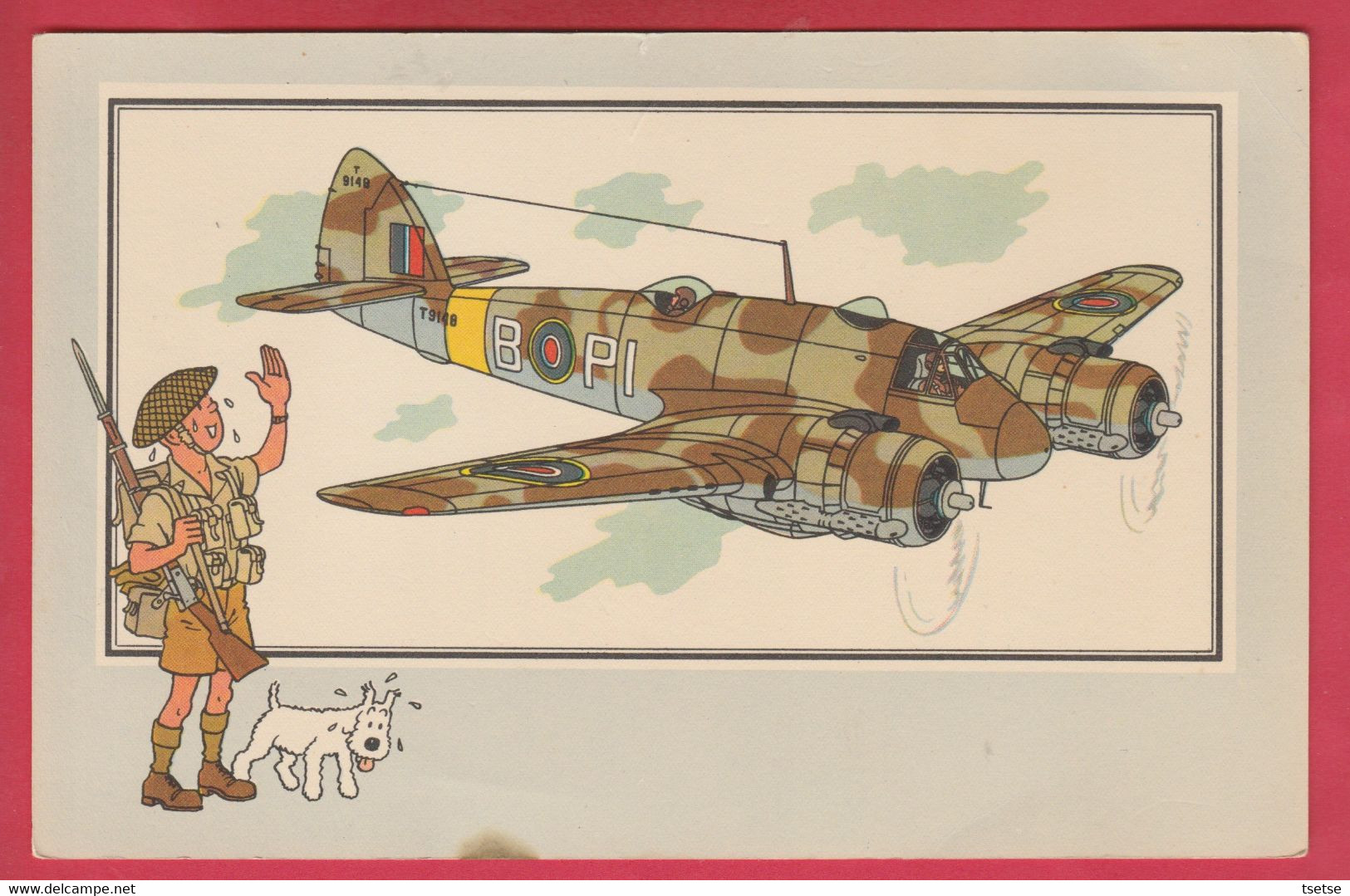 TINTIN / Hergé Et L'Aviation De La Guerre 1939-45 - Bristol " Beaufighter  -1941 - G-B - Casterman 1954 ( Voir Verso ) - Hergé