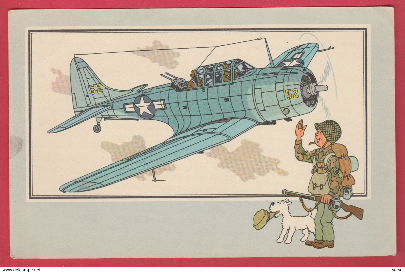 TINTIN / Hergé Et L'Aviation De La Guerre 1939-45 - Douglas A-24 " Dauntless  -1940 - USA- Casterman 1954 ( Voir Verso ) - Hergé