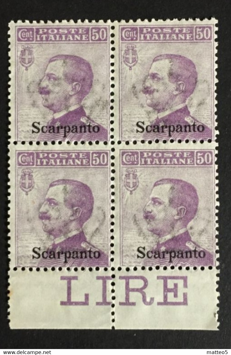 1912 - Italia Regno - Isole Dell' Egeo - Scarpanto 50 Cent - Quartina  - Nuovi - Aegean (Scarpanto)